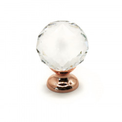 Ручка-кнопка Crystal, Красная полированная медь, /30х30х40 мм, граненный шар, Модерн, Metakor, Бельгия, 22012.00.34S